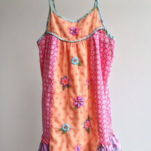 MIMI & MAGGIE Orange & Pink Embroidered Dress 6x